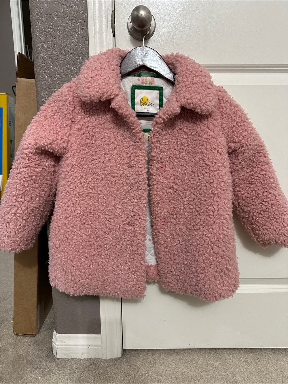 Mini Boden Pink Sherpa Puffer Jacket for Kids